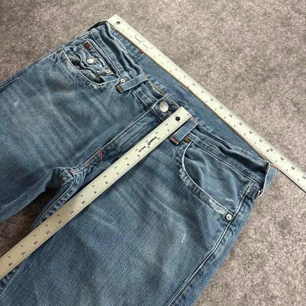 Vintage Y2K True Religion Billy Men’s Jeans World Tour Distressed Raw Hem Denim
